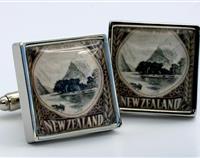 Mitre Peak New Zealand Landscape Postage Stamp Cufflinks 
