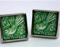 Fantail New Zealand Postage Stamp Cufflinks Square
