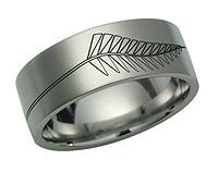 Titanium Engraved Fern Ring 5612