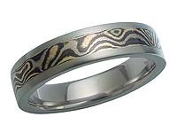 Titanium Gold Silver Mokume Ring 5805