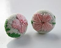 Hand Embroidered Pink Studs