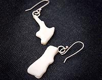 NZ Earrings - Bone & Sterling