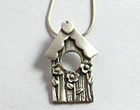 Bird house pendant in pure silver