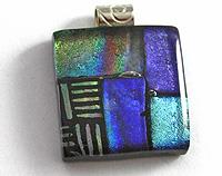 Dichroic Mosaic pendant - purple patchwork