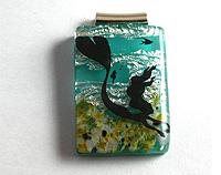 fused glass black mermaid pendant