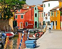 Canalside at Burano, Venice, Italy - Canvas Print