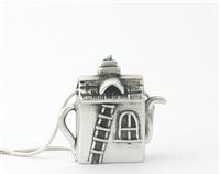 Pure silver reversable teapot pendant