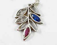 Pure Silver Piped pendant with CZ stones