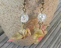  Japanese Origami Crane Hook Earrings yellow