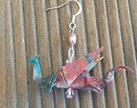 Japanese Origami Dragon Hook Earrings 