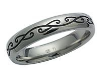 Titanium Engraved Koru Ring 5608