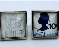 1970 NZ Coat of Arms  original Postage Stamp Cufflinks