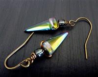 Spectacular spike Earrings - Czech Glass & Brass