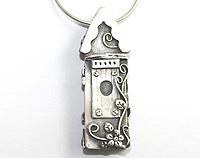 3D bird house/fairy house pendant in pure silver