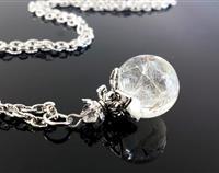 Dandelion Fairy wishes - Resin orb with Antiqued Silver