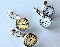 Clock and watch face glass silver plated earrings
