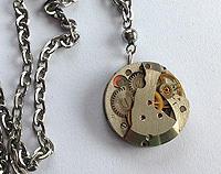 Altered timepiece - elegant silver petite watch movement silver plated chain