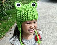 Green Frog Child's Crochet Hat