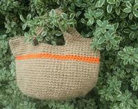 Crochet Hemp Yarn Bag with Orange Detail