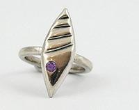 Carved ring with purple cz stone size N
