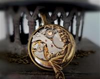 Steampunk Inspired Pendant - The Goddess & her moon in Antiqued Brass