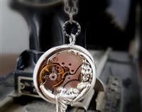 Steampunk Inspired Pendant - The Goddess & her moon in Antiqued Silver