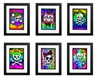Rainbow Skull Collection - 6 x Signed Prints